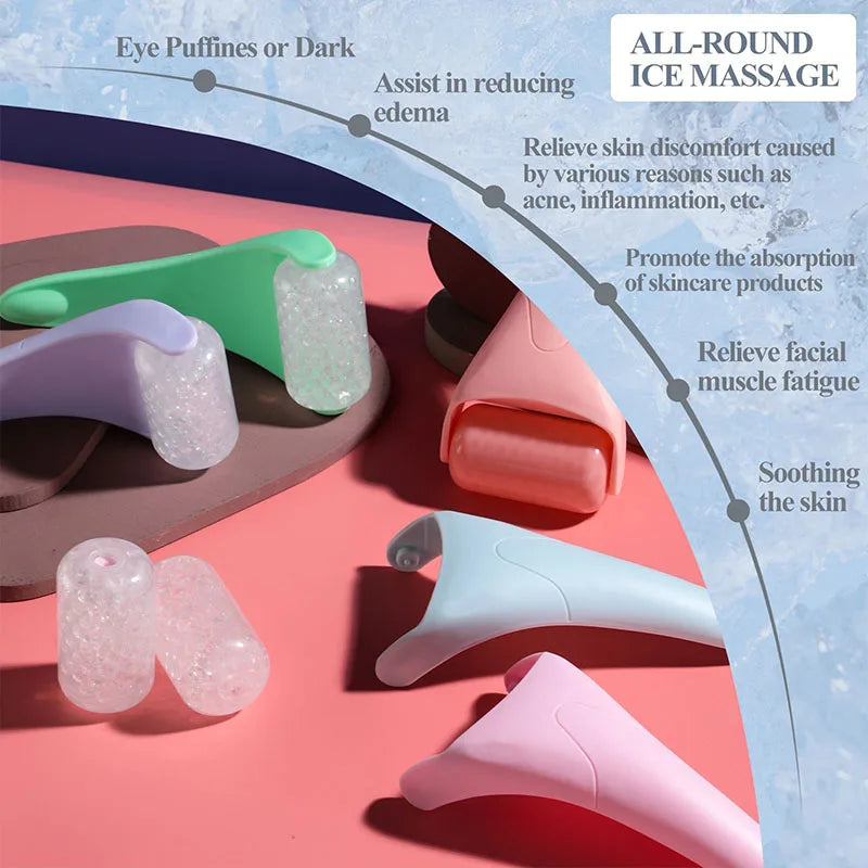 Amzzonstore face ice roller and massager for facial cooling, reducing dark circles and swelling with reusable, clean ice compress.