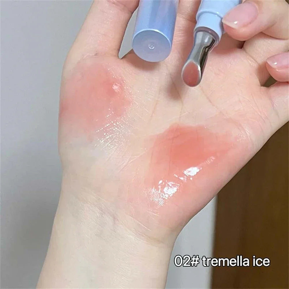 Amzzonstore Metal Head Ice Diamond Essence Lip Tint with mirror, glass lip gloss, hydrating and plumping lip moisturizer.