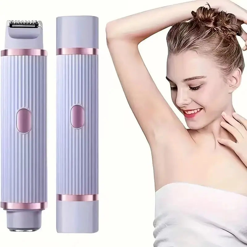 Amzzonstore two-in-one women's electric shaver for eyebrows, face, legs, and armpits, portable wet and dry hair remover.