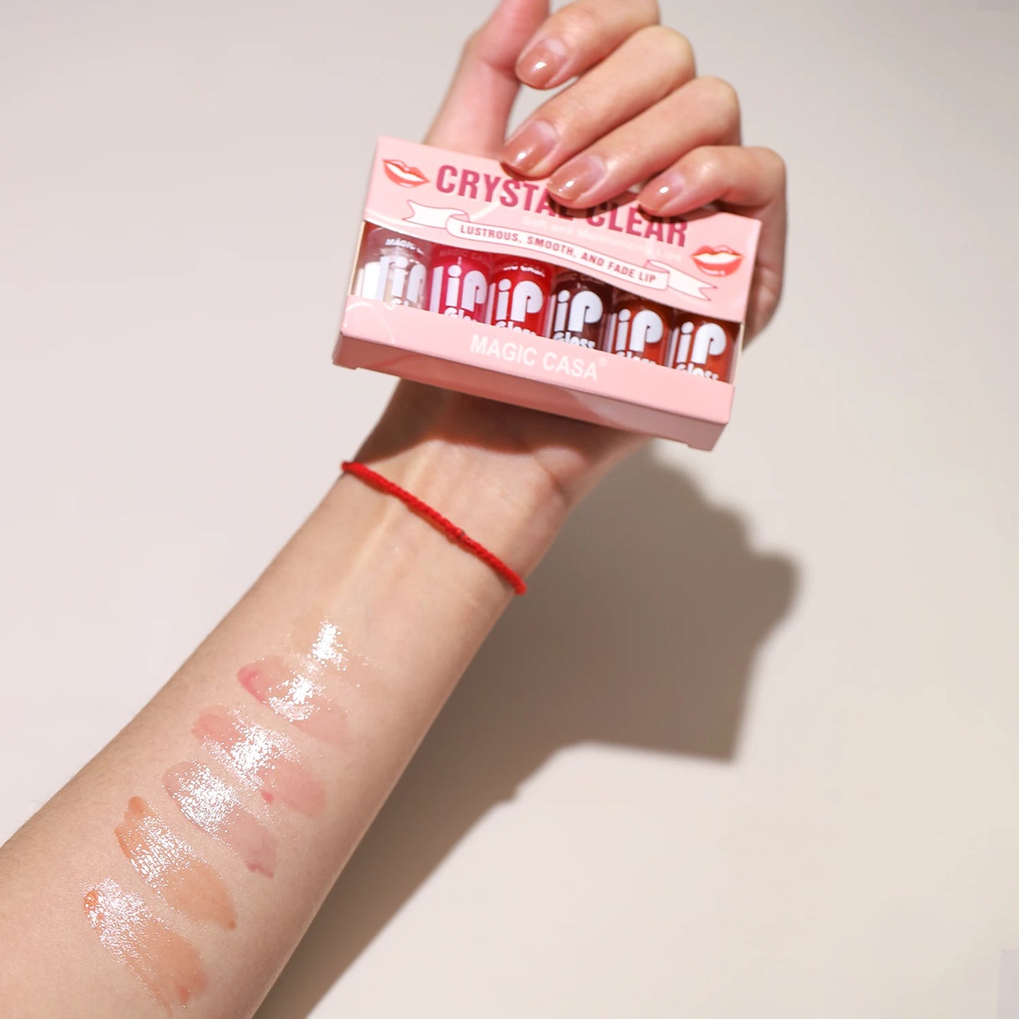 MAGIC CASA 6-piece hydrating lip oil set with shimmering gloss, long-lasting moisture, perfect for enhancing lip glow and hydration.