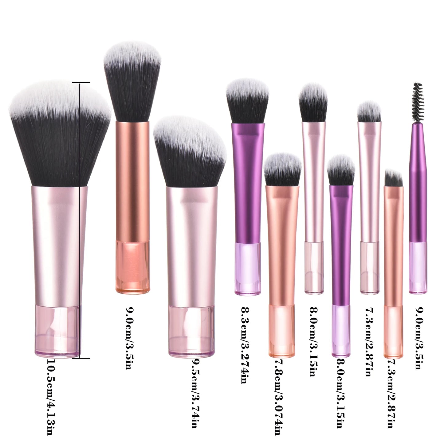 Set of 10 pink mini makeup brushes from amzzonstore, portable palm-sized tools for professional makeup application.