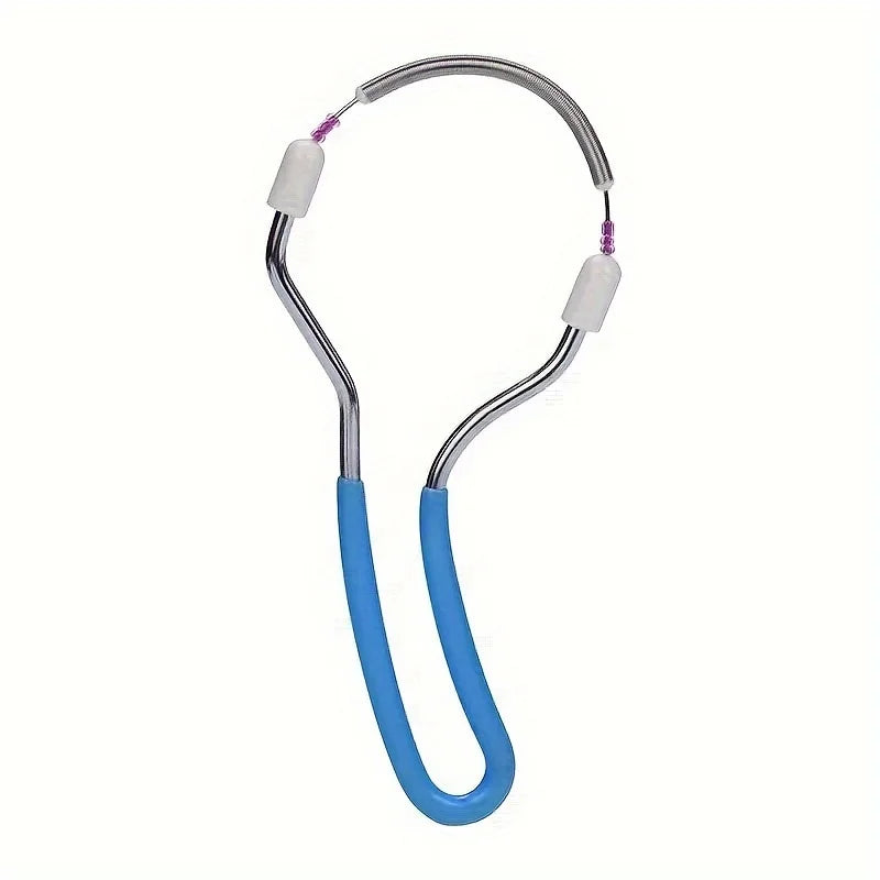 Portable facial epilator for women by amzzonstore removing unwanted hair from upper lip, chin, and face with a handheld spring roller design.