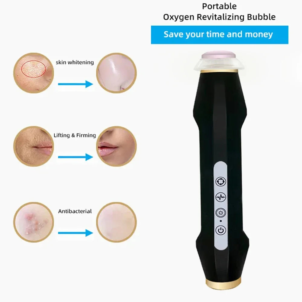 Portable CO2 oxygen bubble facial cleansing device by amzzonstore, handheld exfoliating spa machine with rechargeable design.