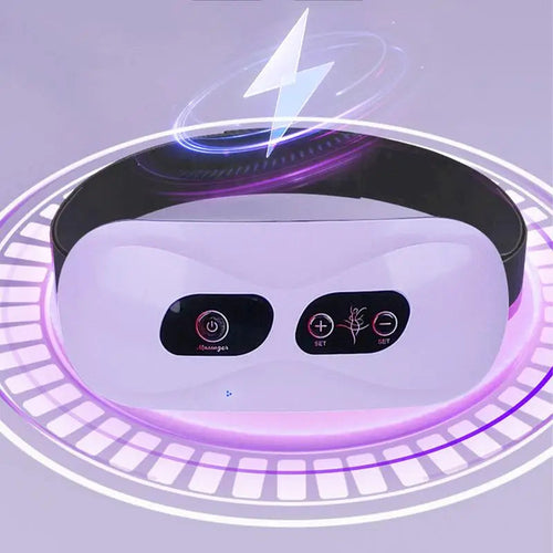 Portable electric abdominal massager by amzzon.store, compact device for belly slimming and muscle stimulation.