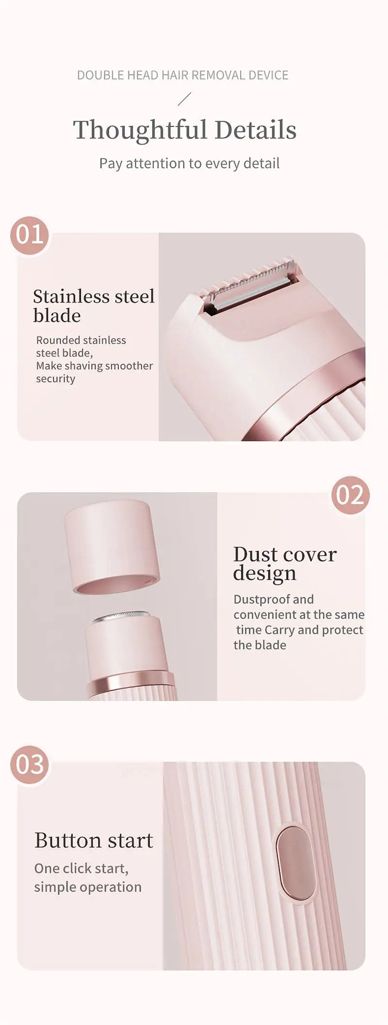 Pink and purple waterproof electric razor for women, bikini trimmer, face shaver, and body hair remover for legs and underarms.