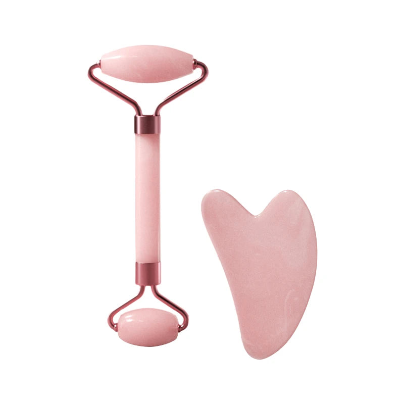 Resin facial roller and Gua Sha scraping board set for face, neck, and eye massage, promoting skin wellness and rejuvenation.