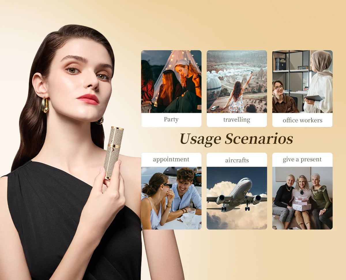 Small black leather perfume atomizer with 5ML capacity, portable refillable spray bottle for travel, from amzzonstore.