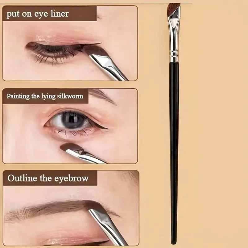 Amzzonstore eyeliner brush set with tilted fine blade for precise eye makeup application on all skin types.