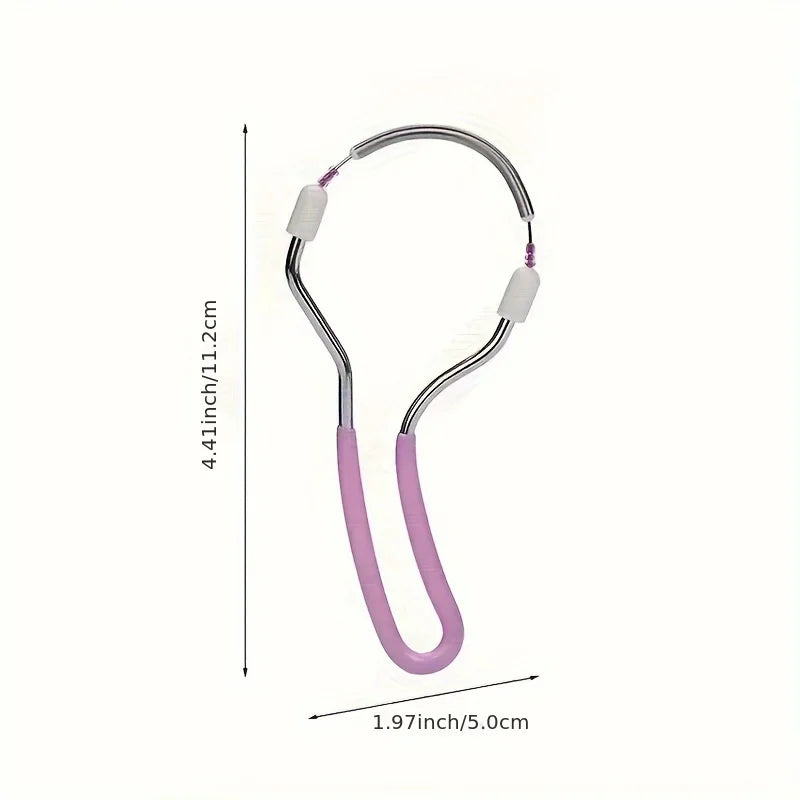 Portable facial epilator for women by amzzonstore, removes unwanted hair on upper lip, chin, and face with a handheld spring roller design.