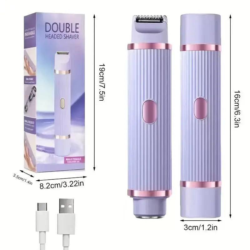 Two-in-one women's electric shaver by amzzonstore for eyebrows, face, legs, and armpits, portable wet and dry hair remover.