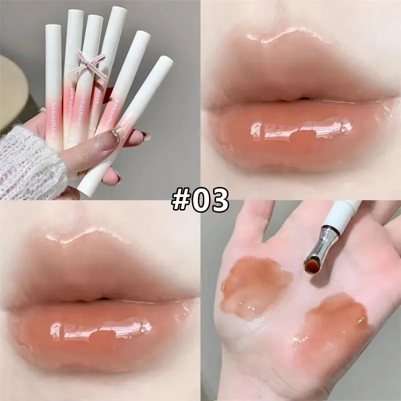 Metal head ice diamond essence lip tint from amzzonstore, featuring a water-light glass lip gloss applicator for moisturizing and plumping lips.
