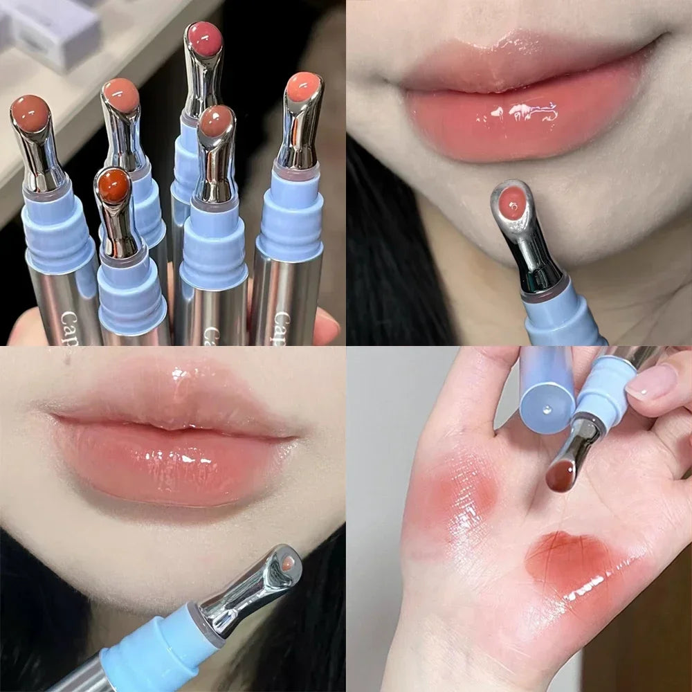 Metal Head Ice Diamond Essence Lip Tint by amzzonstore, glass applicator and water-light finish, moisturizing and plumping lip gloss.