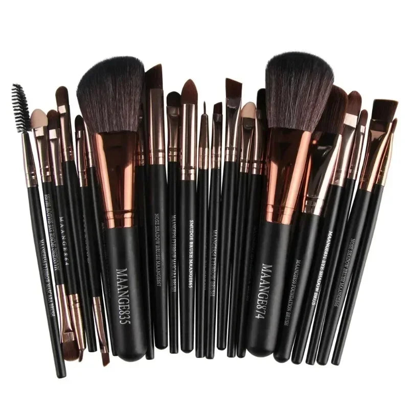 Set of professional makeup brushes with synthetic hair in a travel bag, available in 3, 13, or 22-piece kits by amzzon.store