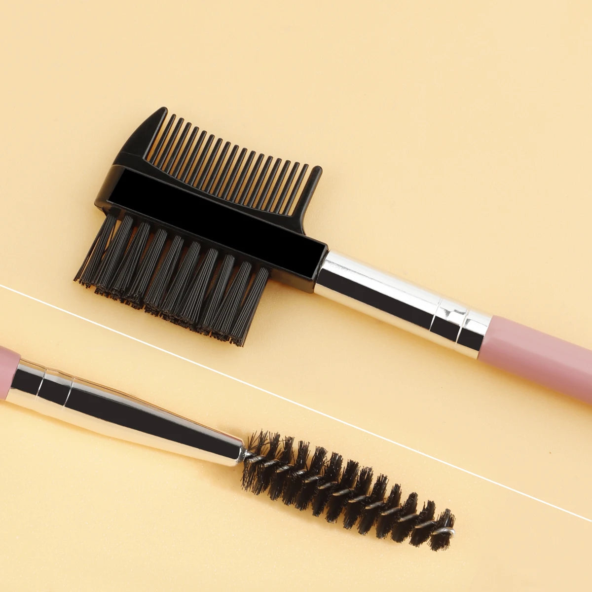 Set of 1/2/5PCS eyebrow and eyelash shaper brushes with double heads and three different spoolie brushes for makeup grooming.