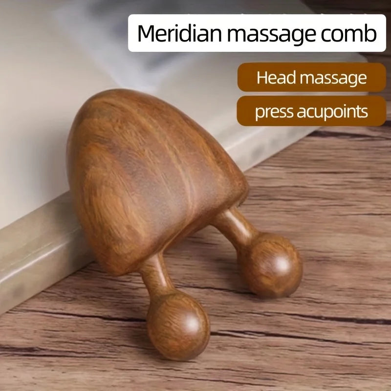Sandalwood face and nose massager tool by amzzonstore, featuring a snail design for facial and eye relief massage.