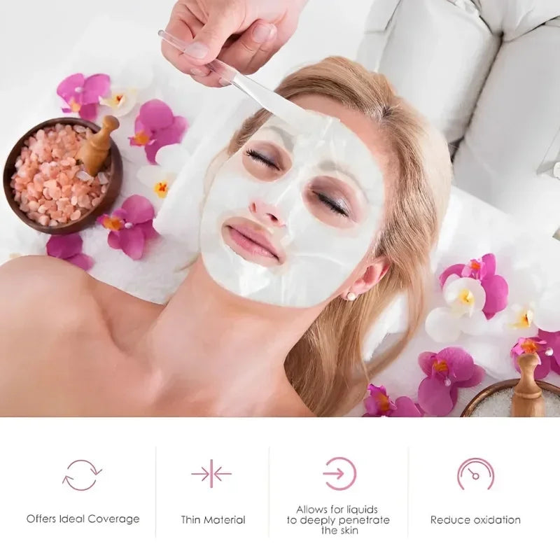Clear full face disposable plastic cleaner mask and neck stickers, facial beauty makeup tools, transparent paper wraps by amzzonstore.