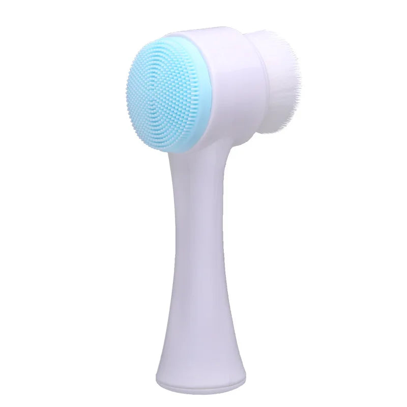 3D double-sided silicone facial cleansing brush by amzzon.store with exfoliating and deep pore cleaning massage tool for smooth skin