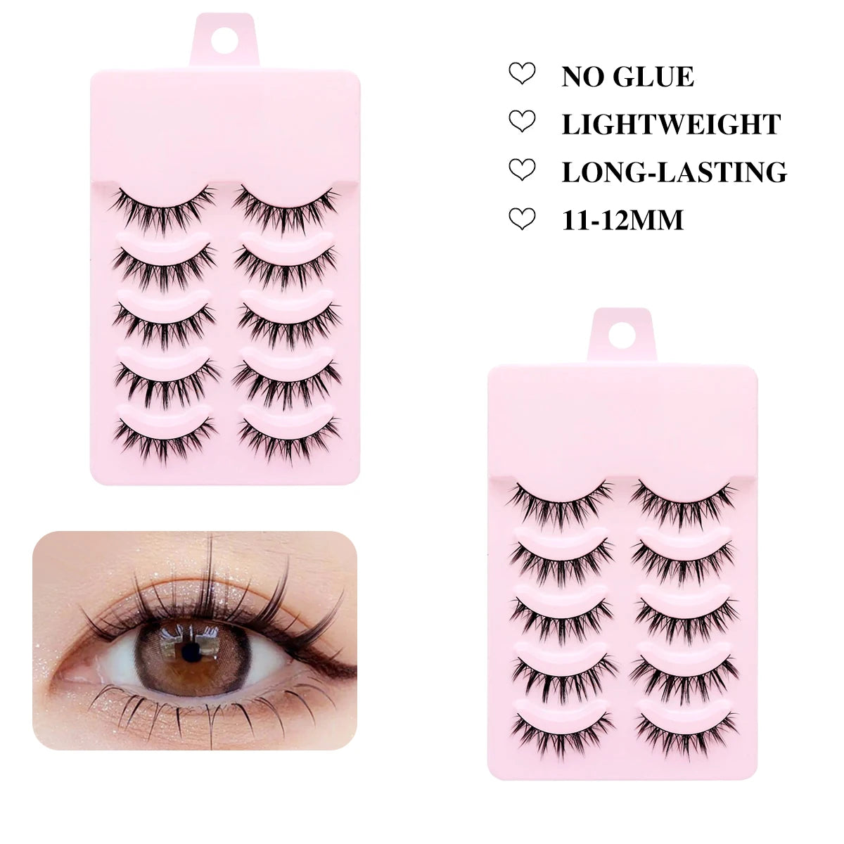 Sosweet soft natural manga lashes by amzzon.store, five pairs of wispy anime strip eyelashes for Korean doll makeup look
