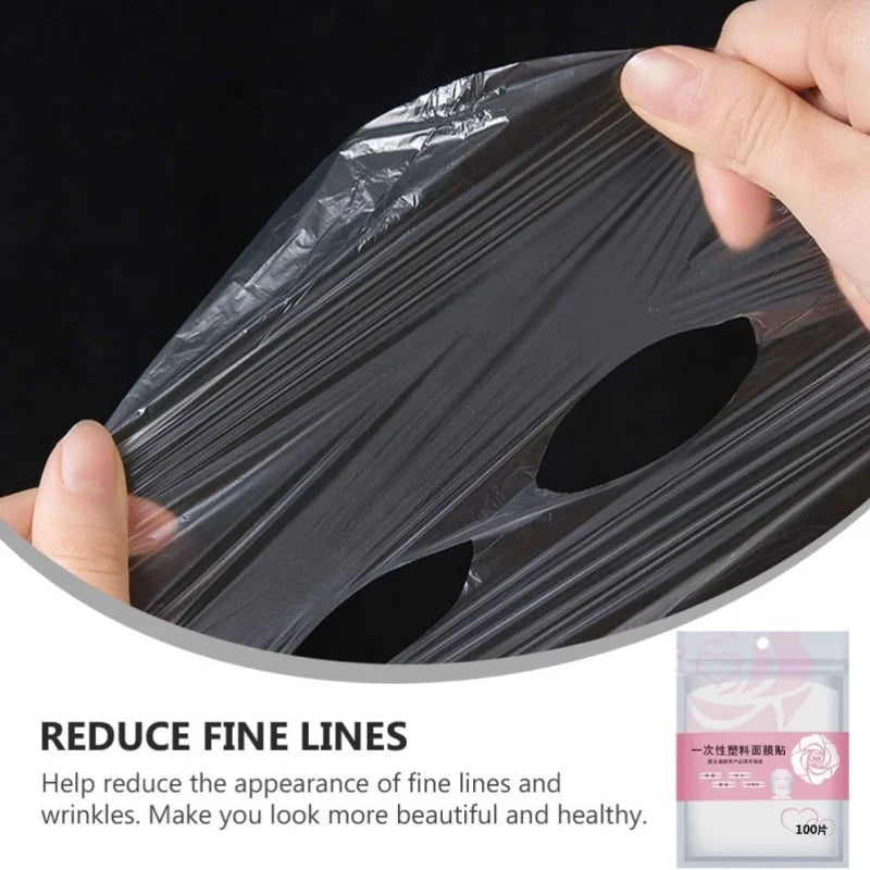 Transparent disposable plastic face cleaner mask with neck stickers, ideal for beauty and makeup application, by amzzonstore.