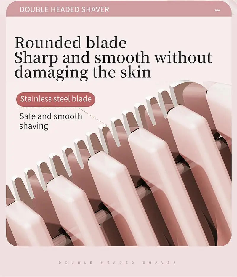 Pink and purple waterproof electric razor for women with bikini trimmer, face shaver, and body hair removal for underarms, legs, and face.