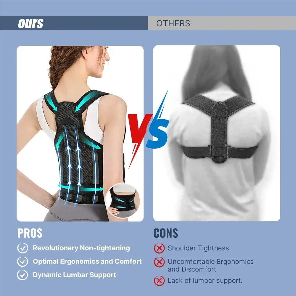 Amzzonstore posture corrector back orthopedic straps for men and women, adjustable spinal brace supporting upper and lower back.