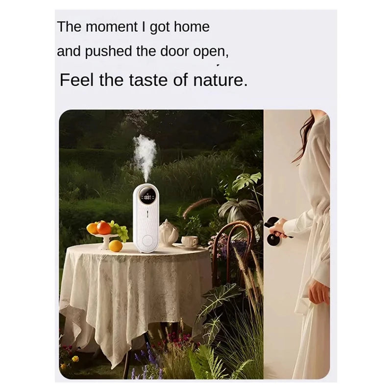 A71Z intelligent app-controlled aromatherapy humidifier emitting mist in a bedroom, with fragrance and deodorization features.