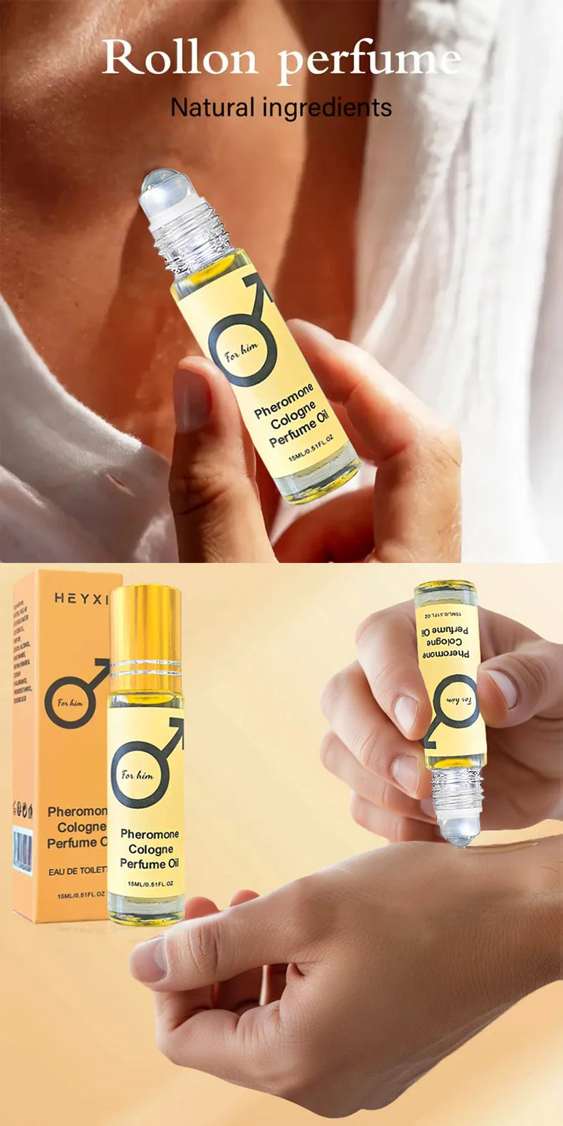 Amzzonstore pheromone cologne perfume oil for men and women, portable travel bottle with romantic fragrance and lasting scent.