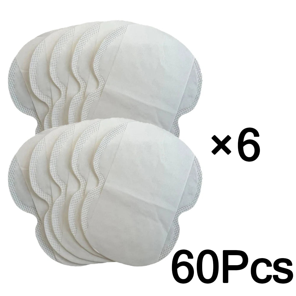 Disposable underarm sweat pads by amzzon.store, absorbent shields for odor and hyperhidrosis, shown in a pack of multiple pieces.