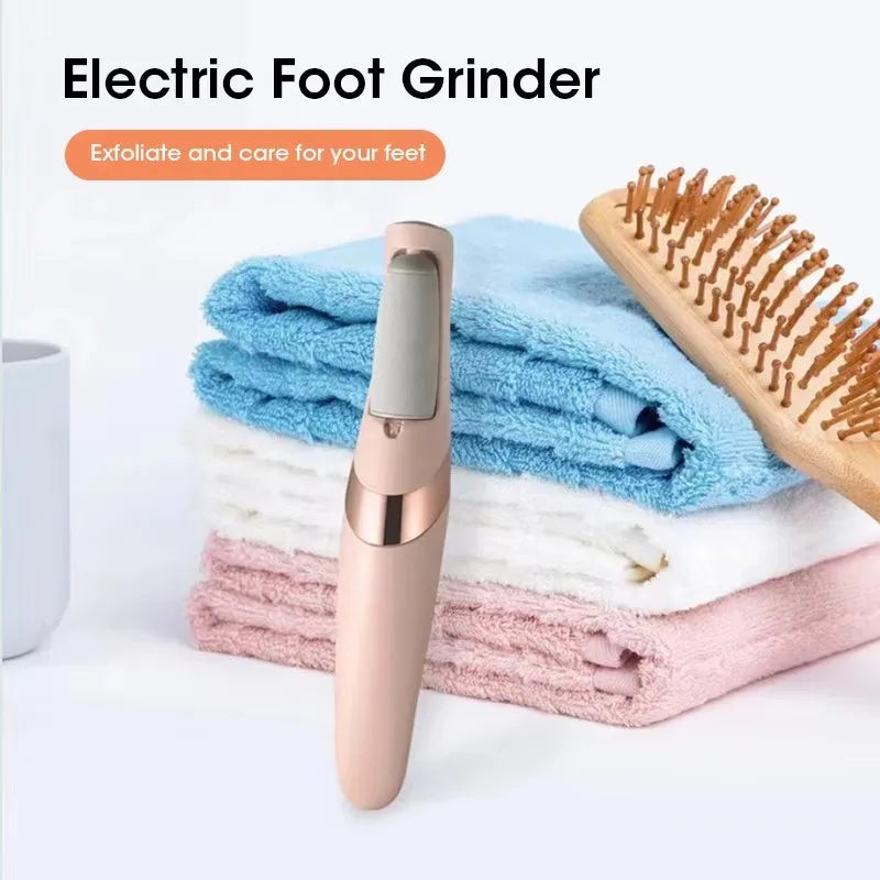 Rechargeable electric foot callus remover kit with two roller heads for pedicure and foot care, by amzzon.store.