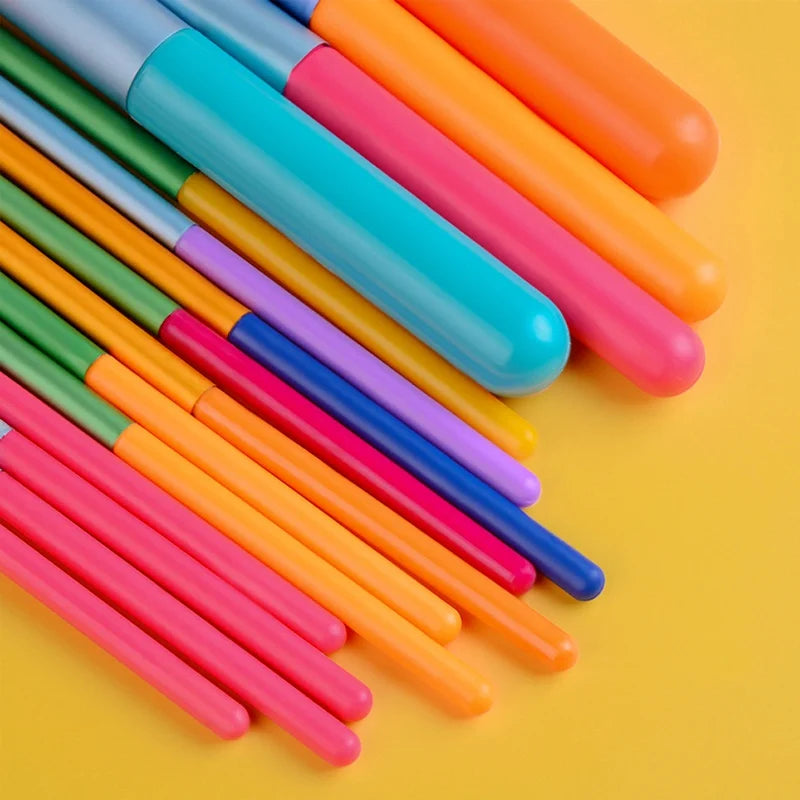 Colorful 15-piece makeup brush set by amzzonstore featuring foundation, blush, concealer, eye shadow, and blending brushes.