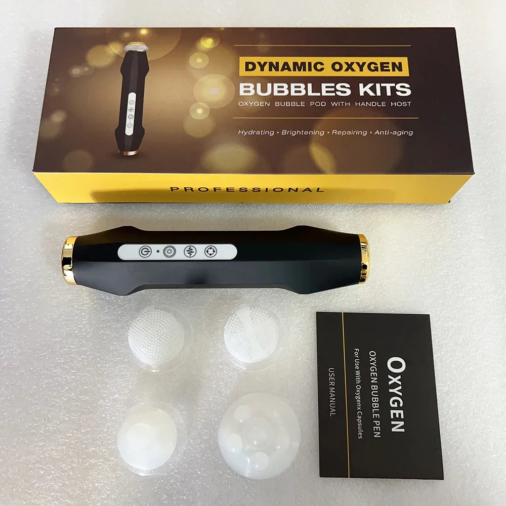 Portable CO2 oxygen bubble pen by amzzonstore, handheld facial cleansing device with exfoliating and spa beauty features.
