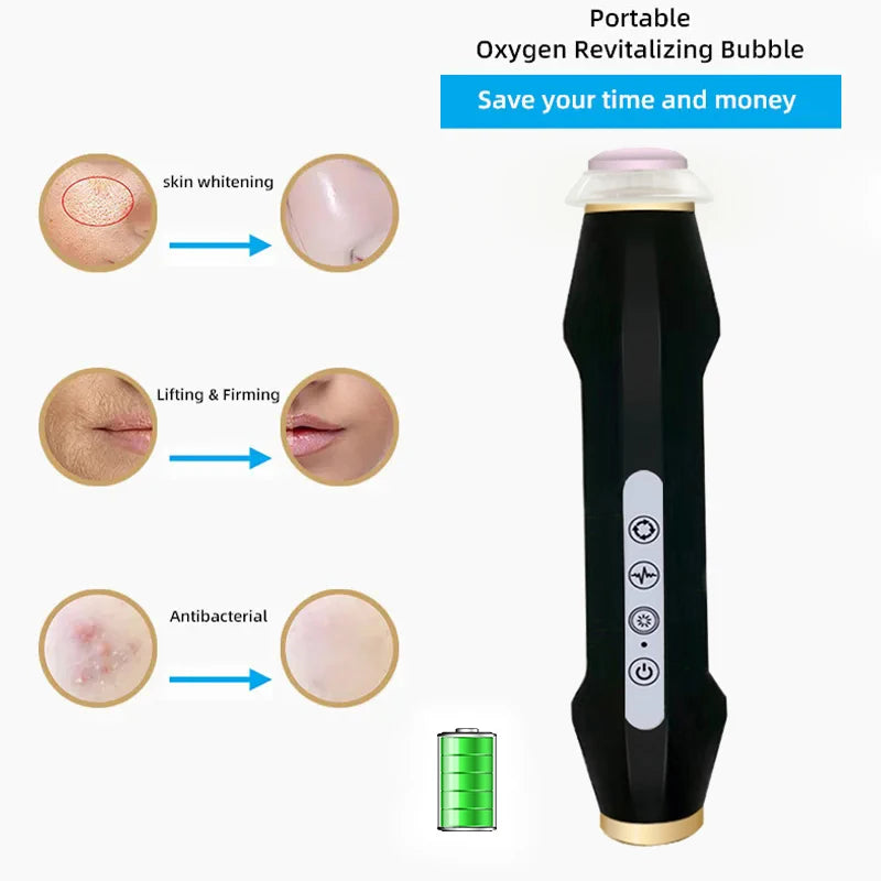 Portable CO2 oxygen bubble facial cleansing device by amzzonstore, handheld exfoliating spa machine with rechargeable design.
