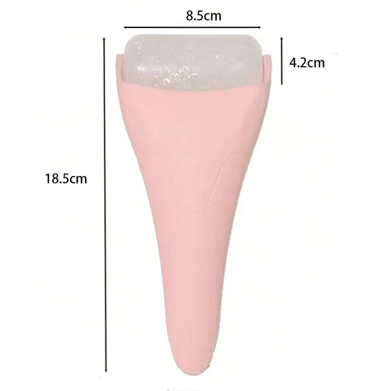 Amzzonstore facial ice roller massager for cooling skin, reducing dark circles, with reusable ice head and smooth handle.
