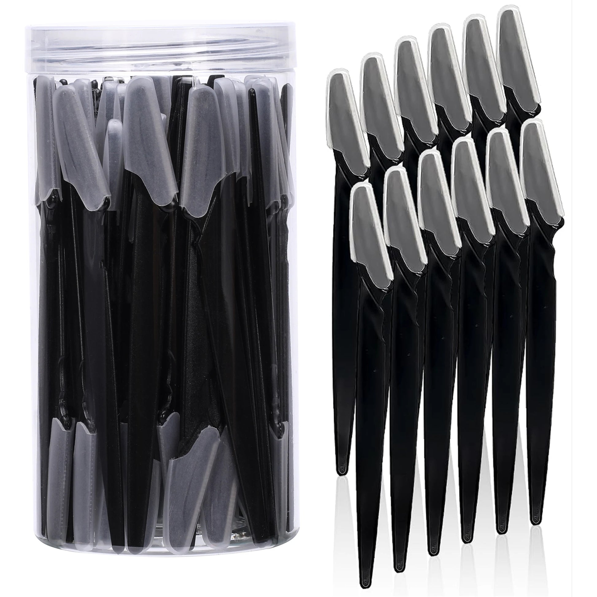Amzzon.store eyebrow and face razor set for women and men, with protective cover for safe dermaplaning and facial hair removal.