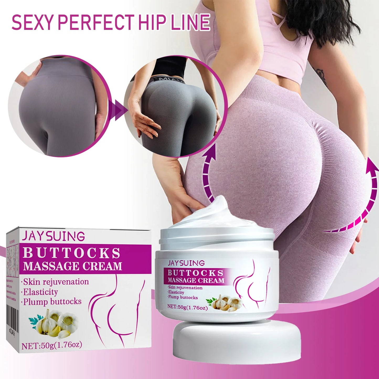 Jaysuing natural hip and buttock care cream for butt firming and lifting shaping lotion.