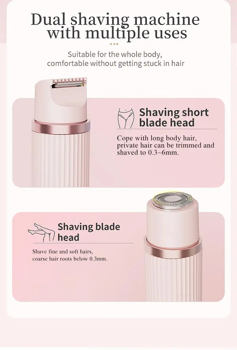 Pink and purple waterproof electric razor for women, bikini trimmer, face shaver, and body hair removal for underarms and legs.
