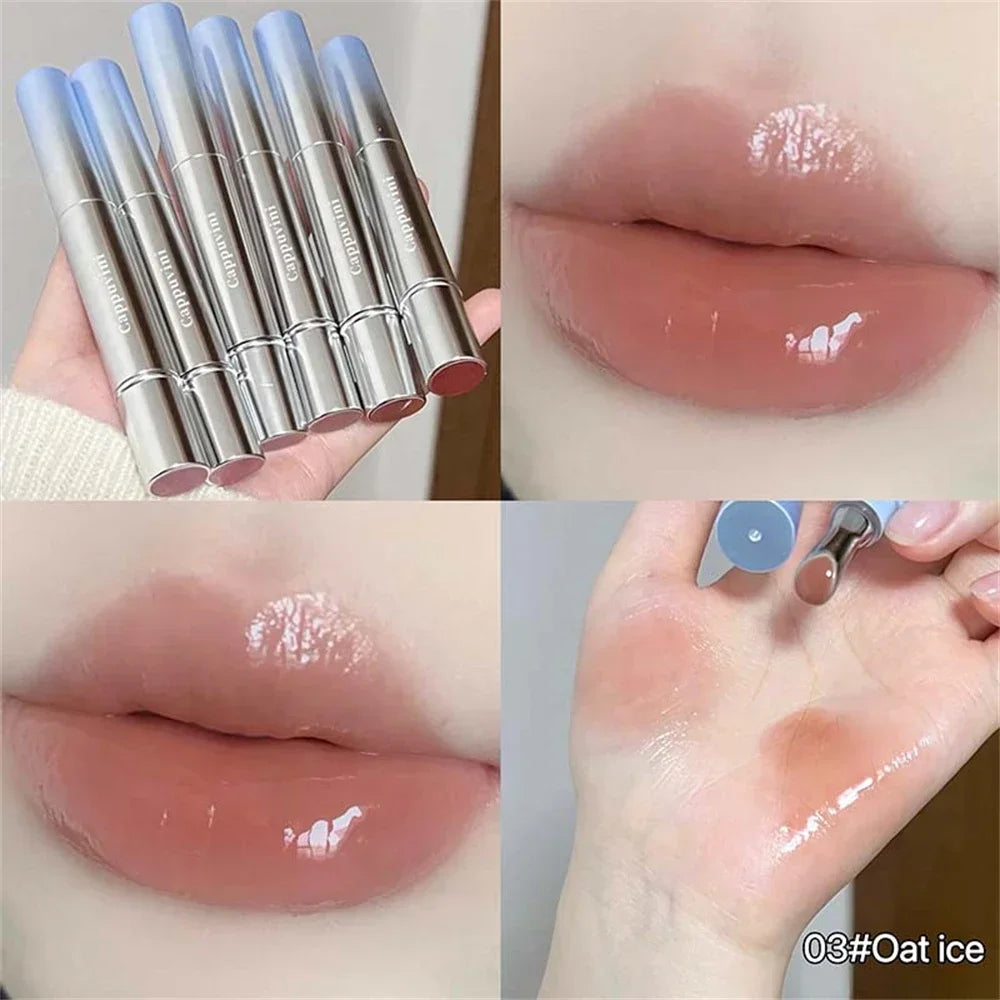 Metal head ice diamond essence lip tint from amzzonstore with water light glass finish, moisturizing and plumping lips.