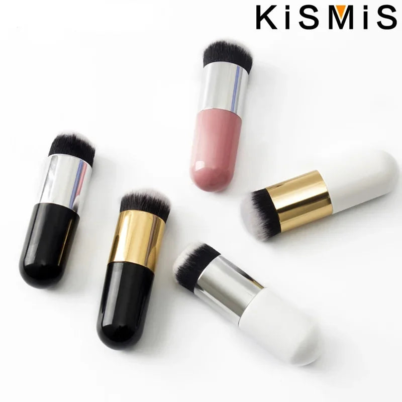 Set of professional flat cream makeup brushes by amzzonstore, including face, cheek, contour, and foundation brushes for flawless application.