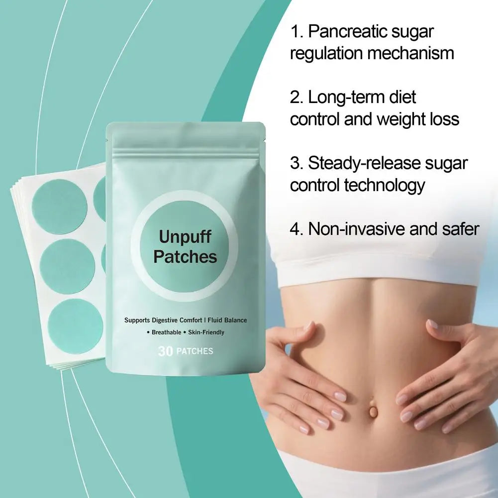 Unpuff Weight Management Patches by amzzon.store, 30 natural appetite suppressant and digestive comfort slimming stickers.