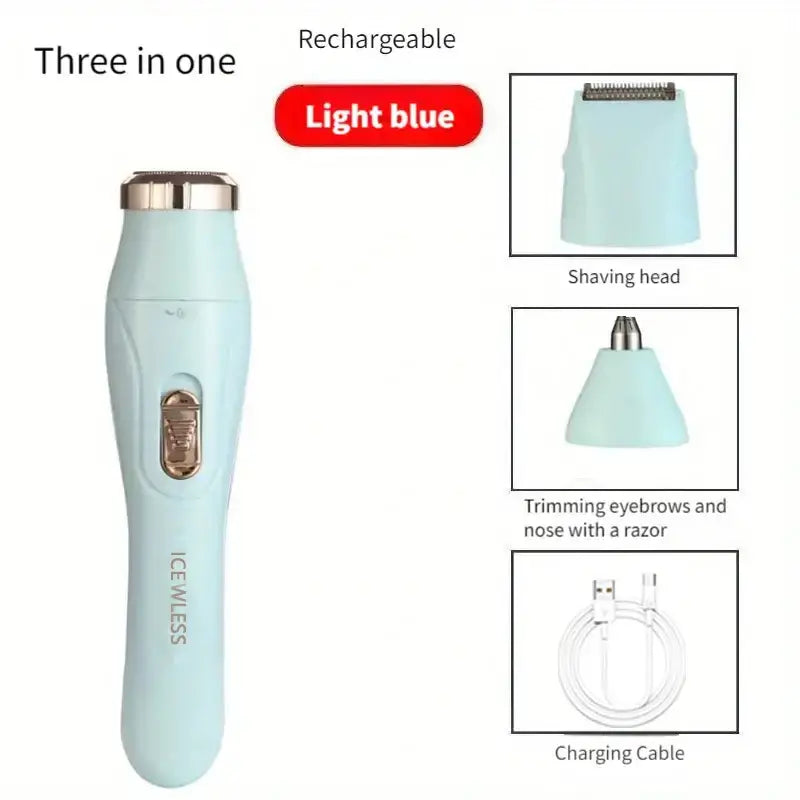 Amzzonstore 3-in-1 electric hair removal set with nose trimmer, underarm and leg hair remover, USB rechargeable personal grooming device