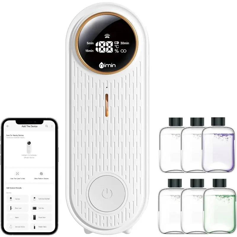 A71Z intelligent app-controlled aromatherapy humidifier with sleek design, emitting mist in a bedroom setting for fresh air and fragrance.
