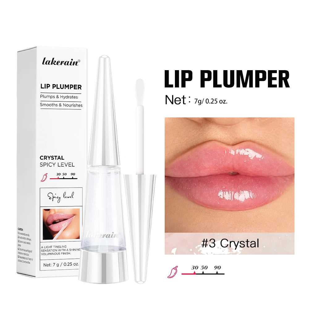 Amzzonstore Lakerain Lip Plumper Gloss Oil with volumizing, hydrating formula, shiny finish, and long-lasting moisture for fuller lips.