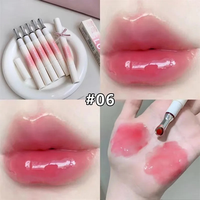 Amzzonstore Metal Head Ice Diamond Essence Lip Tint with mirror, glass lip gloss, moisturizing and plumping lip care for smooth lips