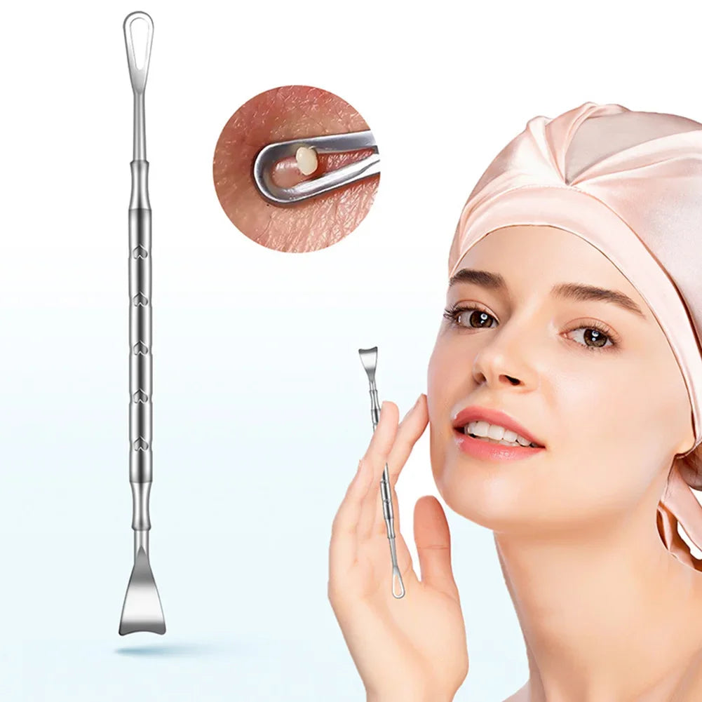 Double head stainless steel blackhead remover tool for face, professional pimple and blemish extractor by amzzonstore.