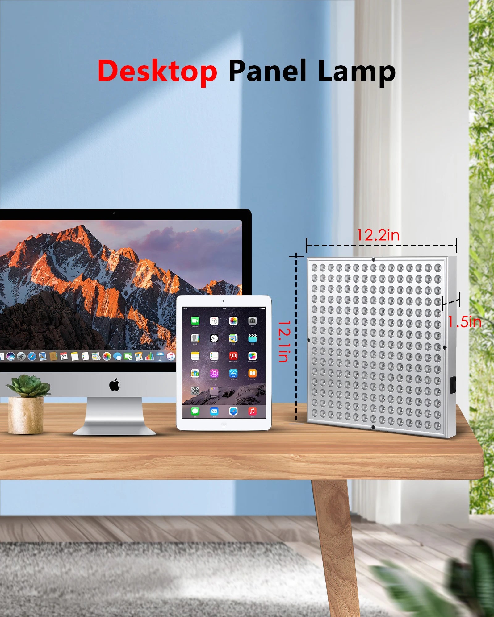 Red LED light therapy panel for facial skin care and pain relief, featuring 225 LEDs for anti-aging and physical therapy treatments.