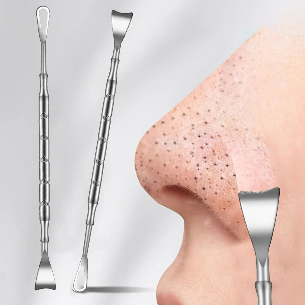 Double head stainless steel blackhead remover tool from amzzonstore, designed for facial blemish and pimple extraction.