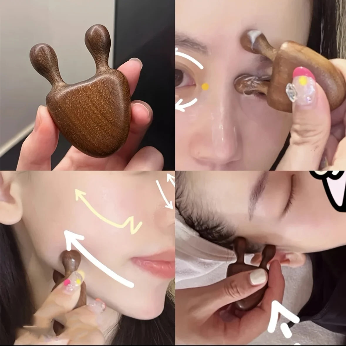 Sandalwood face and nose massager from amzzonstore, eye relief tool with snail facial meridian massage for skin rejuvenation.