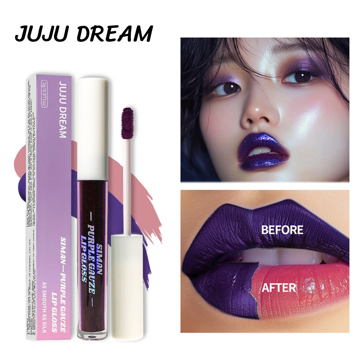 Amzzon.store JUJU DREAM 3-piece peel-off lip stain set with pink long-lasting, waterproof, transfer-proof lip gloss and tint