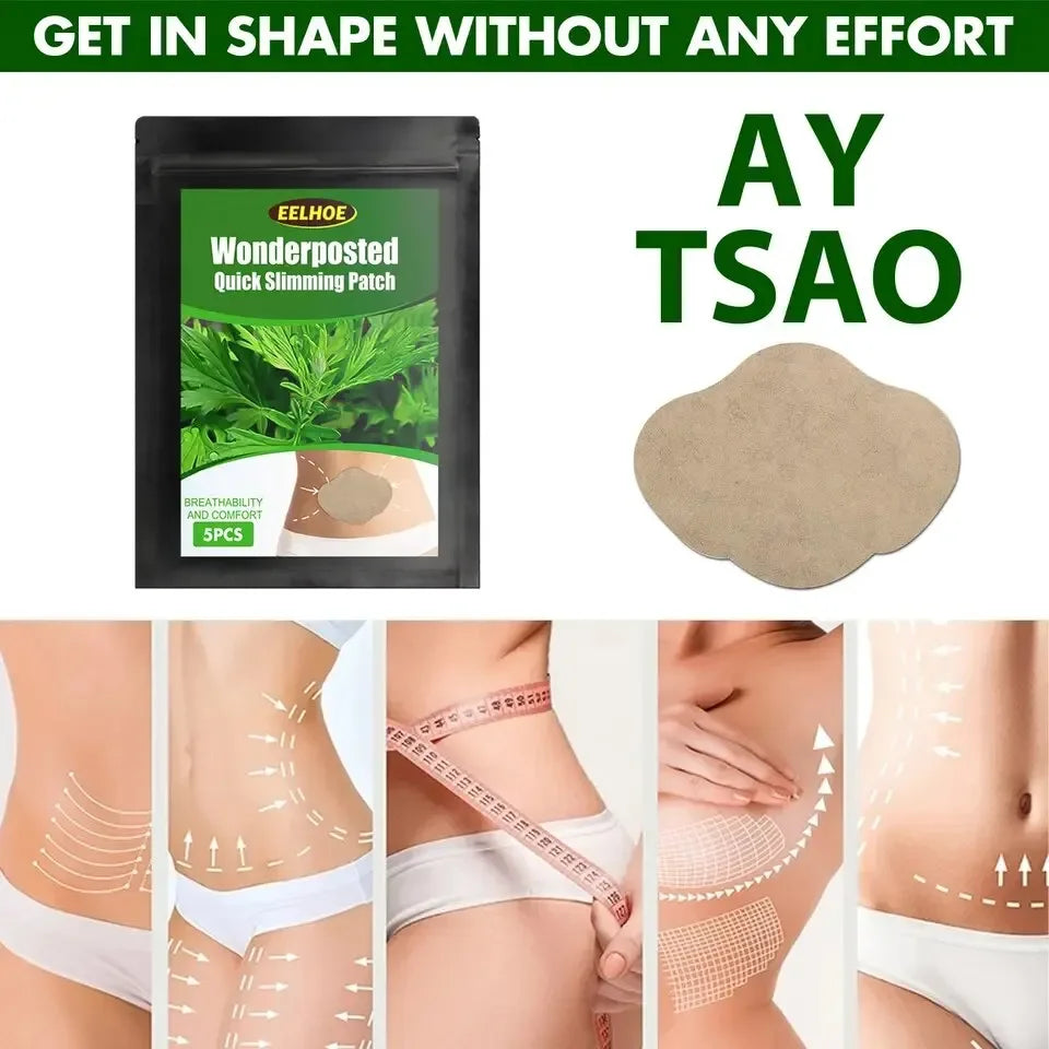 Herbal Slim Belly Patch by amzzon.store, natural detoxifying and weight loss slimming patch for body shaping, shown on skin.