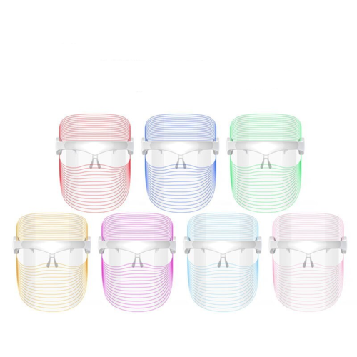 Amzzon.store 7-color LED light therapy facial mask for anti-aging and wrinkle reduction, used for skin care and facial treatment.